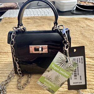 Kendall + Kylie Black Mini Turn Lock Vegan Leather Chain Bag – MSRP $59